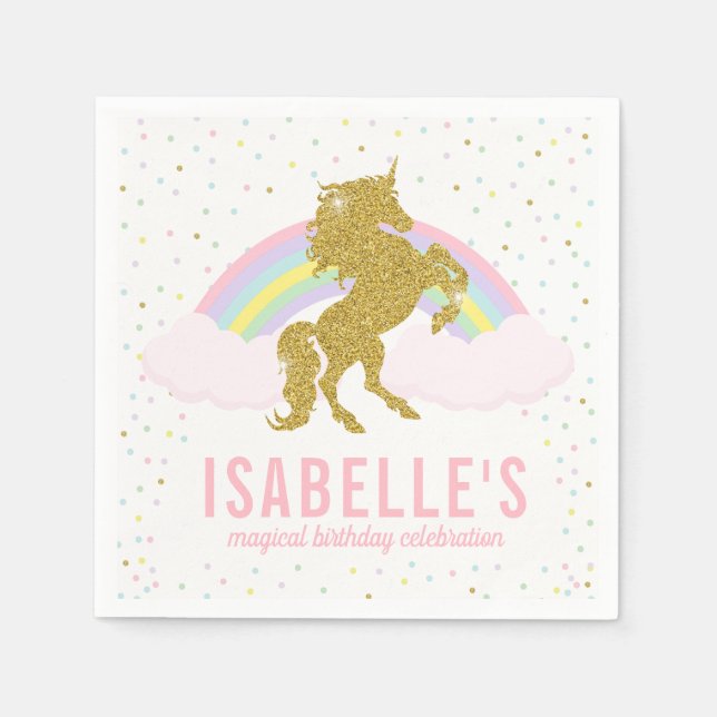 Magical Rainbow and Unicorn Napkins (Front)