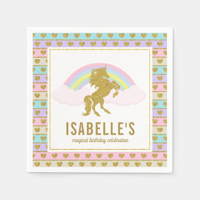 Magical Rainbow and Unicorn Napkins (Front)