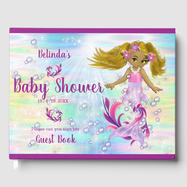 Magical Rainbow Baby Mermaids Guest Book (Front)