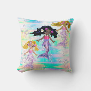 Magical Rainbow Bubbles & 3 Baby Mermaids Cushion