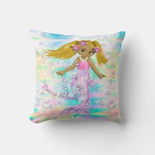 Magical Rainbow Bubbles & Baby Girl Mermaids Cushion