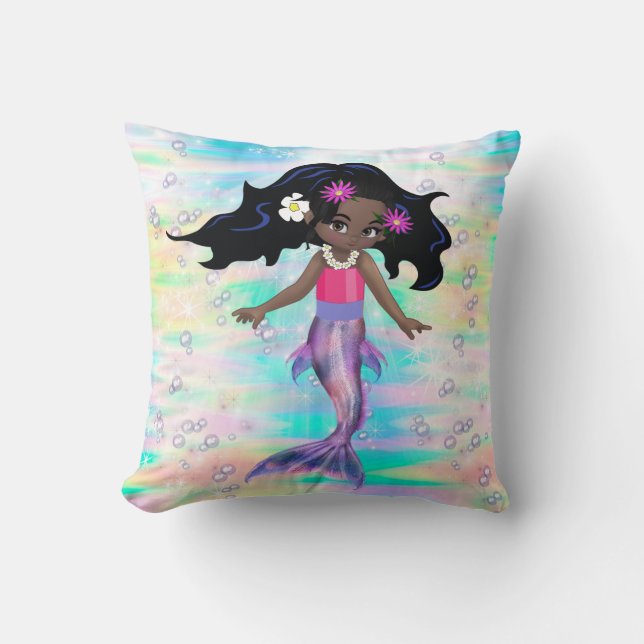 Magical Rainbow Bubbles & Baby Mermaids Cushion (Front)
