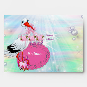 Magical Rainbow Bubbles, Unicorns Baby Shower Envelope