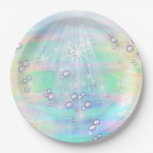 Magical Rainbow Bubbles, Unicorns Baby Shower Paper Plate