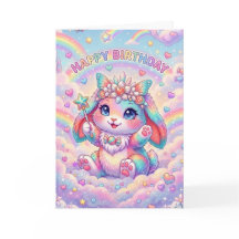 Magical Rainbow Bunny Birthday Whimsical Childrens