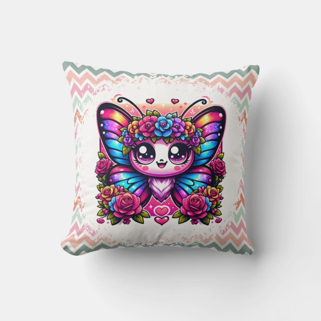 Magical Rainbow Butterfly Cushion (Front)