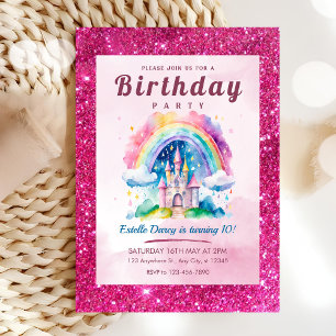 Magical Rainbow Castle Birthday Invitation