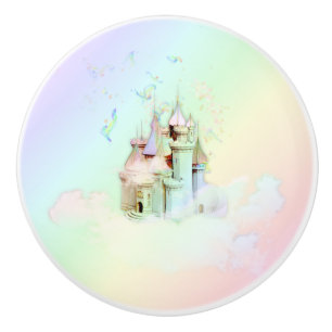 Magical Rainbow Castle Princess Fairytale Ceramic Knob