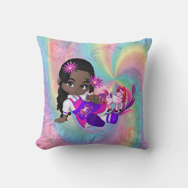 Magical Rainbow Cutie-Pie Baby Girl Cushion (Front)