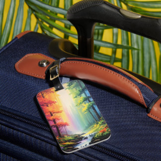 Magical Rainbow Forest Stream Luggage Tag