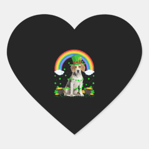 Magical Rainbow Leprechaun Beagle Dog St. Patrick' Heart Sticker