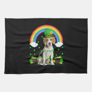 Magical Rainbow Leprechaun Beagle Dog St. Patrick' Tea Towel