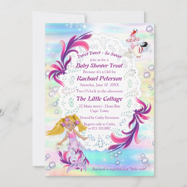 Magical Rainbow Mermaid Bubbles Invitation (Front)