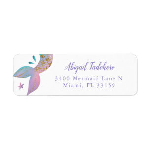 Magical Rainbow Mermaid Return Address Label