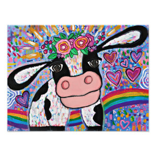 Magical Rainbow Moo-Moo Love Cow Photo Print