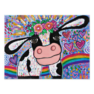 Magical Rainbow Moo-Moo Love Cow Photo Print