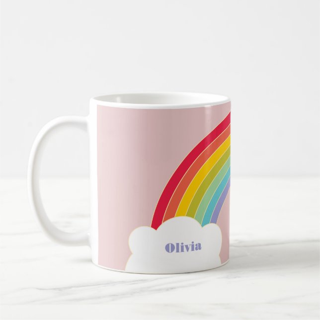 Magical Rainbow Personal Name and Colour Coffee Mug (Left)