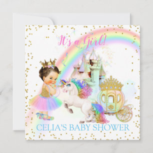 Magical Rainbow Princess Castle Carriage Unicorn Invitation