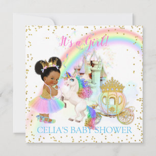 Magical Rainbow Princess Castle Carriage Unicorn Invitation