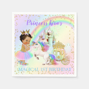 Magical Rainbow Princess Castle Carriage Unicorn Napkin