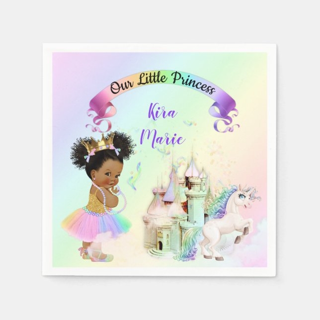 Magical Rainbow Princess Castle Unicorn Napkin (Front)