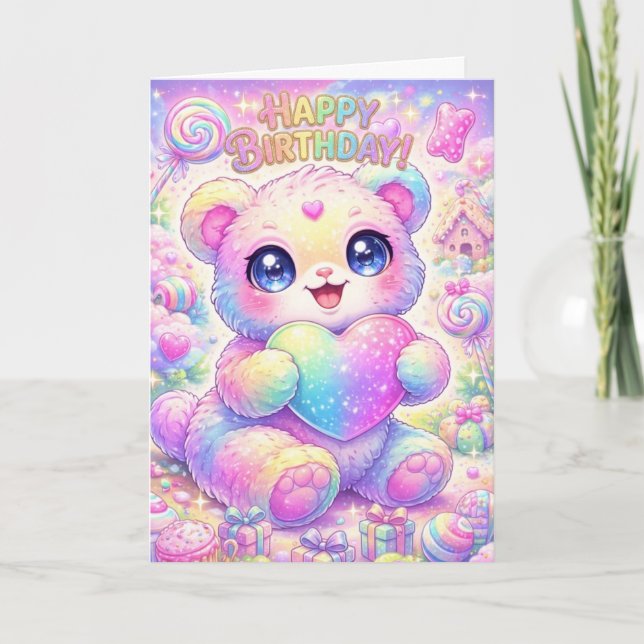 Magical Rainbow Puppy Children's Birthday Card   (Front)