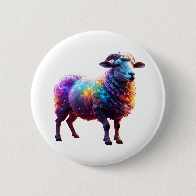 "Magical Rainbow Sheep Art  6 Cm Round Badge (Front)