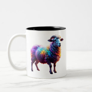 "Magical Rainbow Sheep Art Two-Tone Coffee Mug