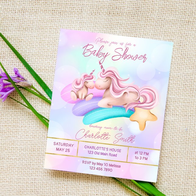 Magical rainbow unicorn baby shower budget invite (Creator Uploaded)