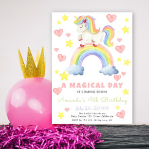 Magical Rainbow Unicorn Birthday Invitation