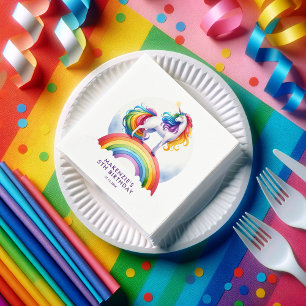 Magical Rainbow Unicorn Birthday Napkin