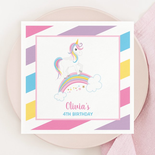 Magical Rainbow Unicorn Birthday Napkin (Creator Uploaded)