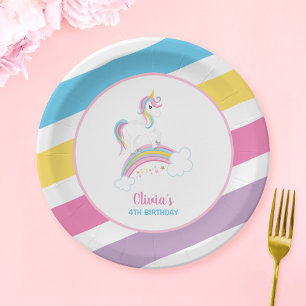 Magical Rainbow Unicorn Birthday Paper Plate