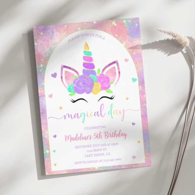 Magical Rainbow Unicorn Birthday Party Invitation (Creator Uploaded)