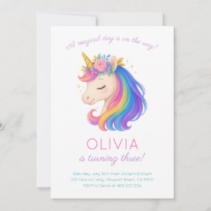 Magical Rainbow Unicorn Birthday Party Invitation