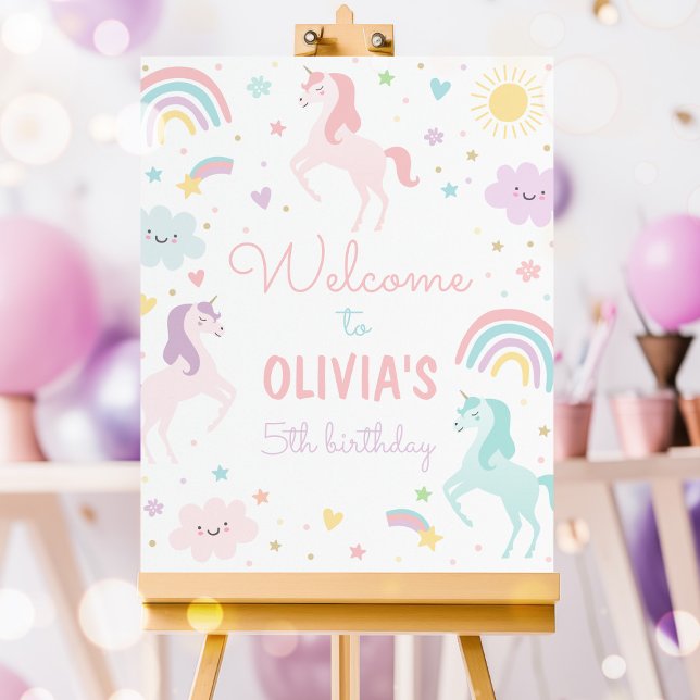 Magical Rainbow Unicorn Birthday Party Welcome Poster (Creator Uploaded)