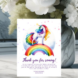 Magical Rainbow Unicorn Birthday Thank You Card