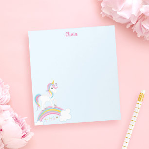 Magical Rainbow Unicorn Blue Personalised Notepad