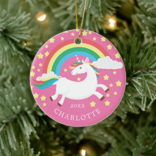 Magical Rainbow Unicorn Christmas Ornament