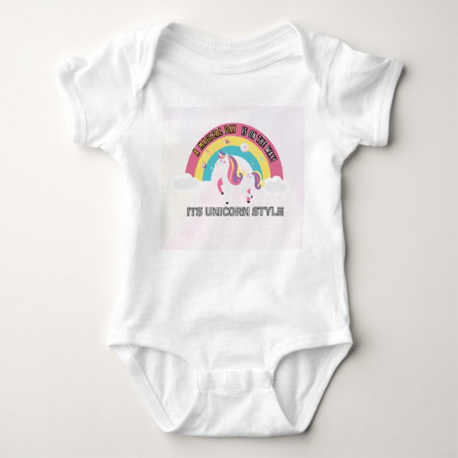 Magical rainbow unicorn design for babies  baby bodysuit (Front)