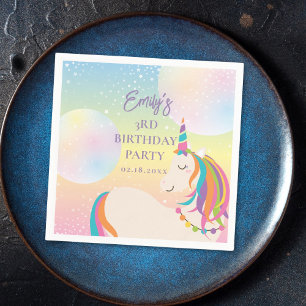 Magical Rainbow Unicorn Girl Birthday Party Napkin