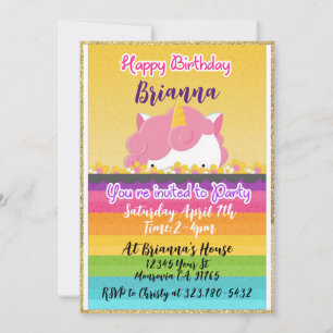 Magical Rainbow Unicorn invitation