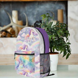 Magical Rainbow Unicorn   Monogram Printed Backpack