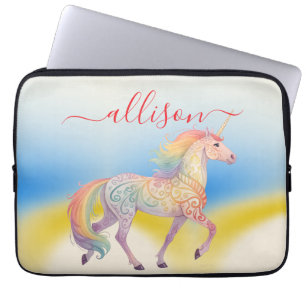 Magical Rainbow Unicorn name Personalised Laptop Sleeve