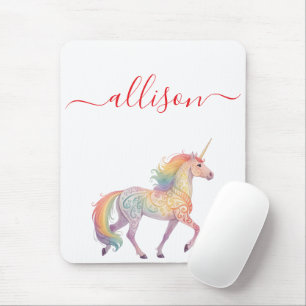 Magical Rainbow Unicorn name Personalised Mouse Pad