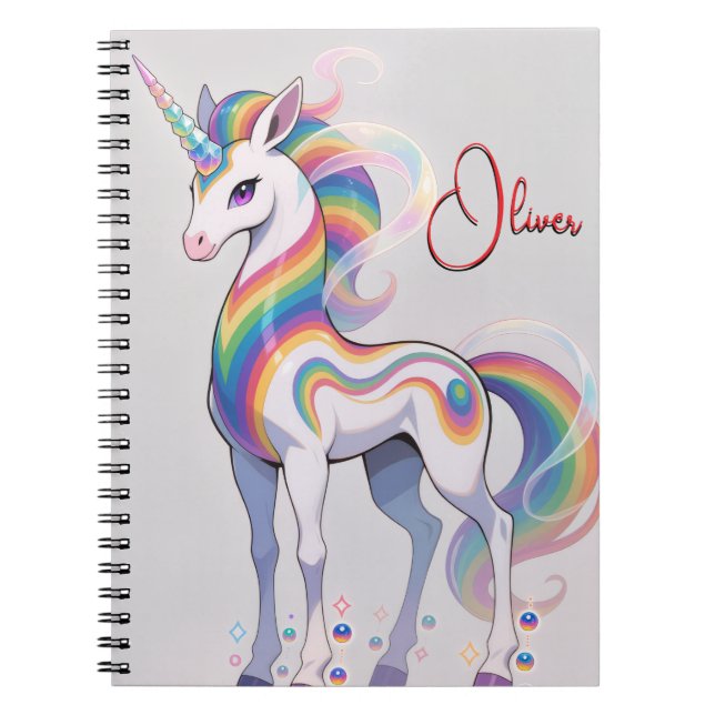 Magical Rainbow Unicorn name Personalised  Notebook (Front)