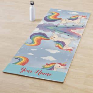 Magical Rainbow Unicorn name Personalized Yoga Mat