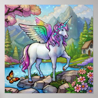 Magical Rainbow Unicorn Pegasus Fairy Tale Kingdom