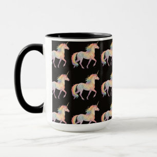 Magical Rainbow Unicorn Personalised black Mug