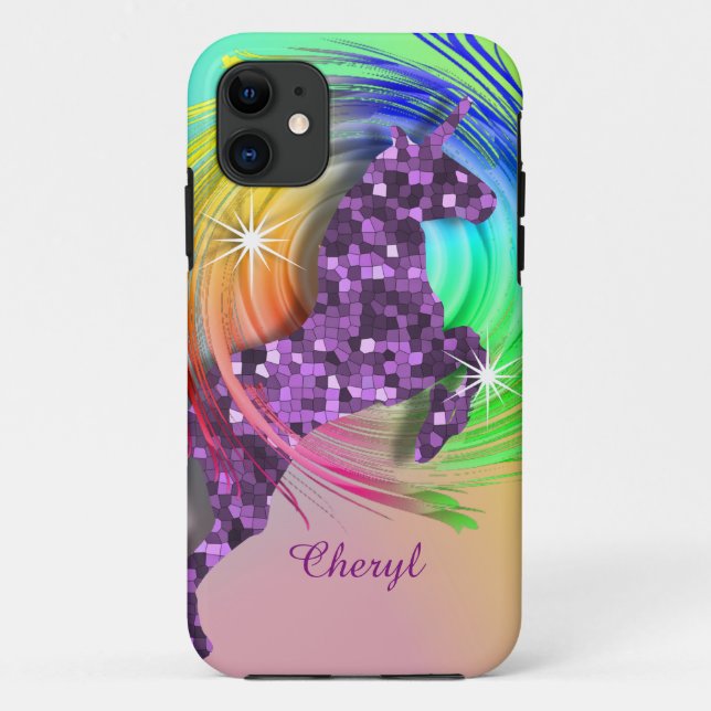 Magical Rainbow Unicorn Personalised Case-Mate iPhone Case (Back)